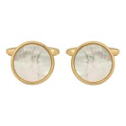 Gold Round Mother Of Pearl Gold Plated Cufflinks #90-1076