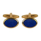 Gold Lapis Lazuli Oval Gold Plated Cufflinks #90-251