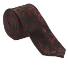 Burgundy on Black Swirl Leaf Slim Wedding Tie #AB-C1000/1