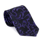 Purple on Black Swirl Leaf Tie #AB-T1000/14