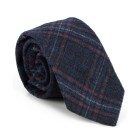 Navy Blue Overcheck Wool Tie #AB-T1020/3