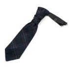 Navy Blue Overcheck Wool Cravat #AB-WCR1020/3