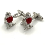 Robin Bird Motif Red Chest Cufflinks