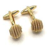 Gold Plate Rope Knot Ball Cufflinks