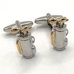 Silver & Gold Plate Golf Bag Novelty Cufflinks