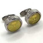 Silver & Gold Plated Palm Tree Pirate Crest Cufflinks