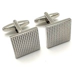 Silver Plated Textured Square Geometric Cufflinks