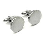 Satin Silver Plated Round Cufflinks