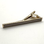 Gold Plate Tie Clip - Polished Bar with Black Stripe Detail
