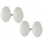 Silver Plain Double Chain Sterling Silver Cufflinks #75-8201