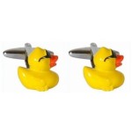 Yellow Rubber Duck Rhodium Plated Cufflinks #90-1377