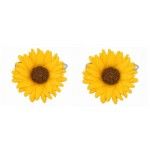 Yellow Sunflower Rhodium Plated Cufflinks #90-1392
