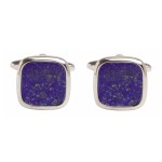 Silver Lapis Lazuli Cushion Rhodium Plated Cufflinks #90-241