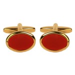Silver Cornelian Oval Gold Plated Cufflinks #90-250