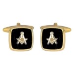 Gold Onyx Masonic Cufflinks #90-2821