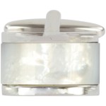 Silver Domed Mother of Pearl Cufflinks #90-1527