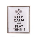 White Keep Calm and Play Tennis Cufflinks #90-1544