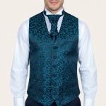 Teal on Black Royal Swirl Waistcoat #AB-WWA1001/12
