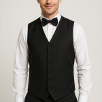Men's Plain Black Panama Waistcoat