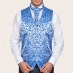 Blue Swirl Leaf Wedding Waistcoat Abel & Burke