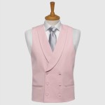 Pink Double-Breasted Fine Wool Formal Waistcoat #WW802/3
