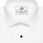 White Pleated Tailored Fit Dress Shirt, Double Cuff