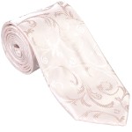 Ivory Bridal Blush Swirl Leaf Slim Wedding Tie