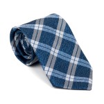 Navy Blue Wide Check Tie