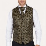 Gold on Black Royal Swirl Waistcoat #AB-WWA1001/11