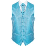 Turquoise Modern Scroll Formal Waistcoat #AB-WW1002/2