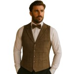 Brown Herringbone Tweed Tailored Waistcoat #WW112/2