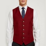 Men's Plain Wine Red Waistcoat, Regular Fit
