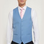 Sky Blue Fine Wool Morning Suit Waistcoat #WW801/1