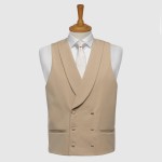 Champagne Buff Double-Breasted Fine Wool Formal Waistcoat #WW802/4 