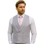 Grey Double-Breasted Fine Wool Formal Waistcoat #WW802/5