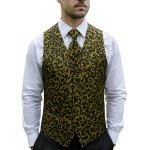 Gold on Black Swirl Leaf Formal Waistcoat Abel & Burke