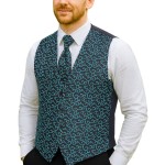 Teal on Black Royal Swirl Waistcoat #AB-WWA1001/12