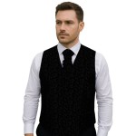Black on Black Budding Paisley Formal Waistcoat #AB-WWA1003/4