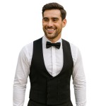 Black Tuxedo Waistcoat, 100% Wool 
