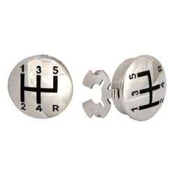 Silver Gearstick Rhodium Plated Cufflinks #30-0006