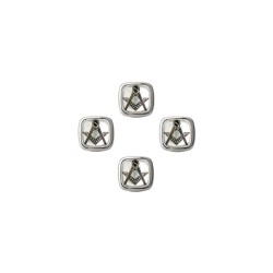 Masonic Mother of Pearl Rhodium Shirt Studs (Set of 4) #Discontinued
