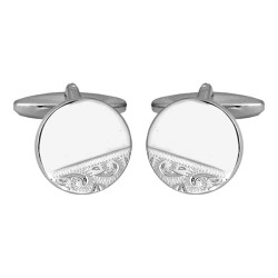 Silver Third Engraved Sterling Silver Cufflinks #70-1304