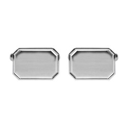 Silver Cut Corner Rectangle Lined Edge Sterling Silver Cufflinks #70-7019