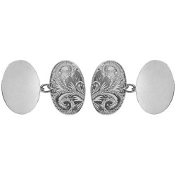 Silver Large Oval Sterling Silver Cufflinks #75-8205