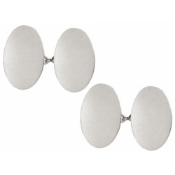 Silver Plain Double Chain Sterling Silver Cufflinks #75-8201