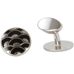 Black Round Wave David Aster Cufflinks #80-1005