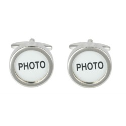 Silver Photo Rhodium Plated Cufflinks #90-1498