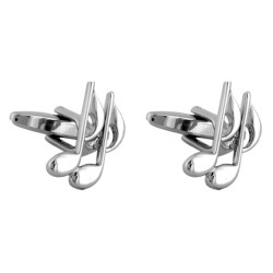 Silver Quaver Note Rhodium Plated Cufflinks #90-1016