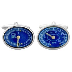 Silver Speedo & Fuel Gauge Rhodium Plated Cufflinks #90-1050