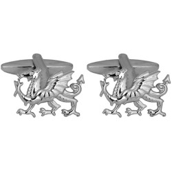 Silver Welsh Dragon Rhodium Plated Cufflinks #90-1080